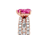 Rose gold Heart Cut Pink Sapphire Solitaire Ring with Pavé and Channel Set Band_41