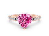 Rose gold Heart Cut Pink Sapphire Solitaire Ring with Round  Pavé Band and Four-Prong Setting_44