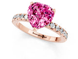 Rose gold Heart Cut Pink Sapphire Solitaire Ring with Round  Pavé Band and Four-Prong Setting_45