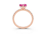 Rose gold Heart Cut Pink Sapphire Solitaire Ring with Round  Pavé Band and Four-Prong Setting_47