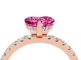 Rose gold Heart Cut Pink Sapphire Solitaire Ring with Round  Pavé Band and Four-Prong Setting_48