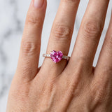 Rose gold Heart Cut Pink Sapphire Solitaire Ring with Round  Pavé Band and Four-Prong Setting_78