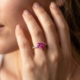 Rose gold Heart Cut Pink Sapphire Solitaire Ring with Round  Pavé Band and Four-Prong Setting_80
