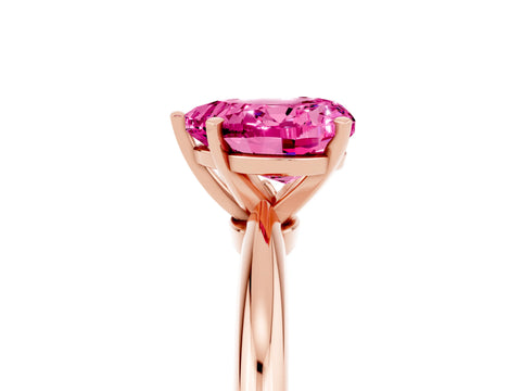 Rose gold Heart Cut Pink Sapphire Solitaire Ring with Six-Prong Setting and Classic Band_5