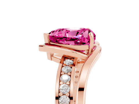 Rose gold Heart Cut Pink Sapphire Solitaire Ring with Split Shank and Prong Setting_5
