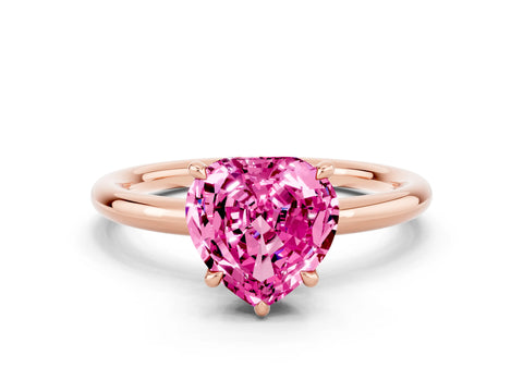 Rose gold Heart Cut Pink Sapphire Solitaire Ring with Thin Band and Four-Prong Setting_24