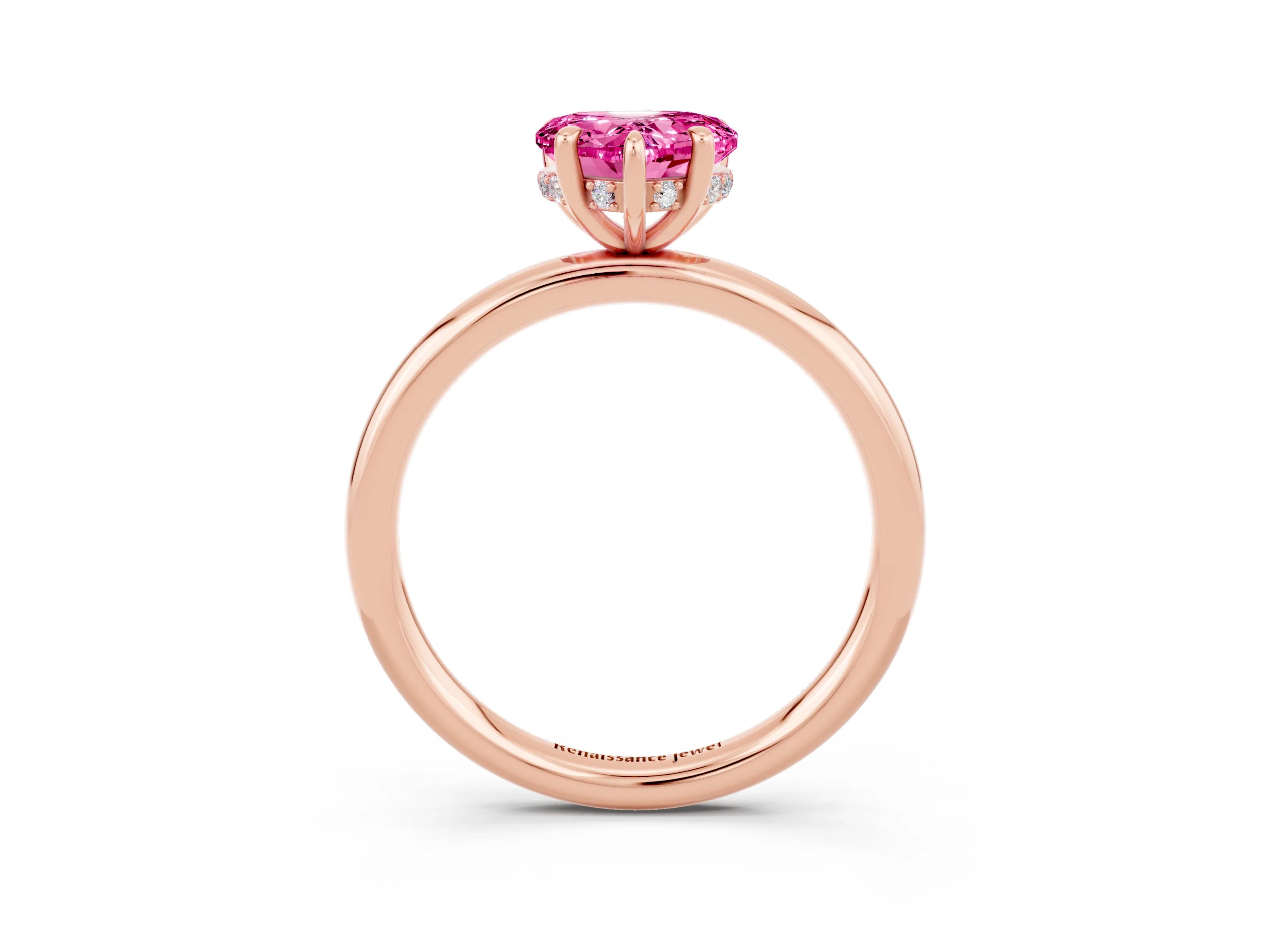 Rose gold Heart Cut Pink Sapphire Solitaire Ring with Thin Band and Four-Prong Setting_27