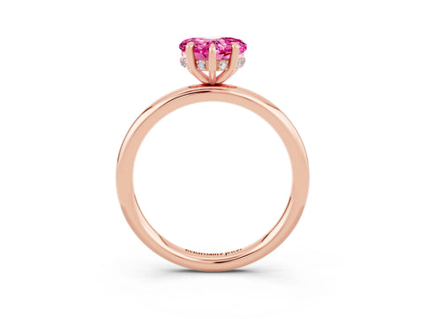 Rose gold Heart Cut Pink Sapphire Solitaire Ring with Thin Band and Four-Prong Setting_27