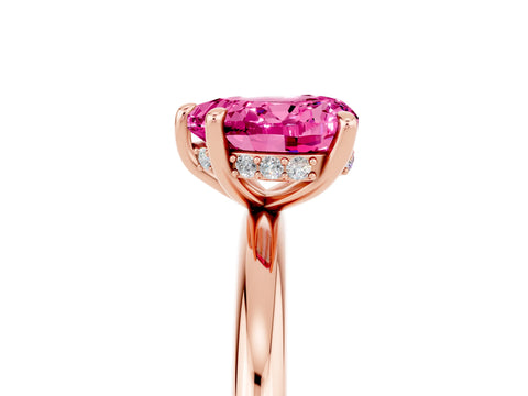 Rose gold Heart Cut Pink Sapphire Solitaire Ring with Thin Band and Four-Prong Setting_29
