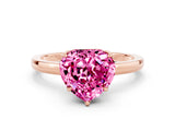 Rose gold Heart Cut Pink Sapphire Solitaire Ring with Thin Band and Prong Setting_12