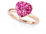 Rose gold Heart Cut Pink Sapphire Solitaire Ring with Thin Band and Prong Setting_13