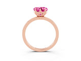 Rose gold Heart Cut Pink Sapphire Solitaire Ring with Thin Band and Prong Setting_27