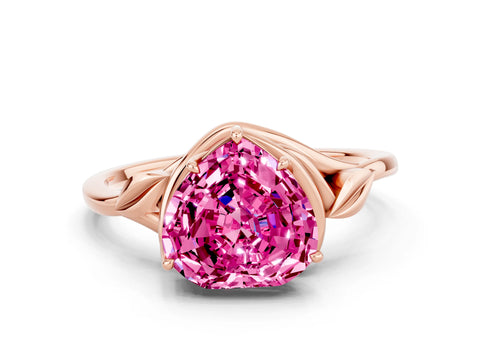 Rose gold Heart Cut Pink Sapphire Solitaire Ring with Twist Band and Four-Prong Setting_24