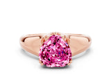 Rose gold Heart Cut Pink Sapphire Solitaire Ring with Wide Band and Prong Setting_24