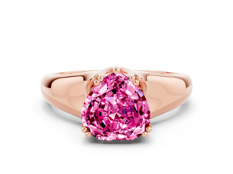 Rose gold Heart Cut Pink Sapphire Solitaire Ring with Wide Band and Prong Setting_24