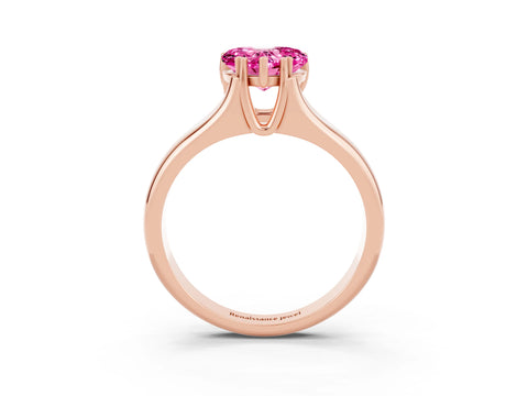 Rose gold Heart Cut Pink Sapphire Solitaire Ring with Wide Band and Prong Setting_27