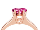 Rose gold Heart Cut Pink Sapphire Solitaire Ring with Wide Band and Prong Setting_28