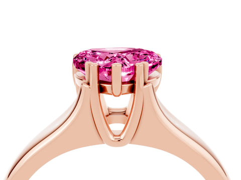 Rose gold Heart Cut Pink Sapphire Solitaire Ring with Wide Band and Prong Setting_28
