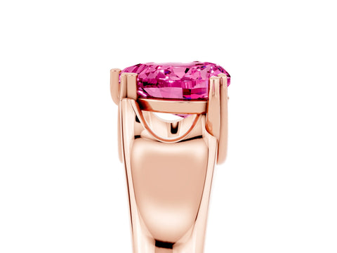 Rose gold Heart Cut Pink Sapphire Solitaire Ring with Wide Band and Prong Setting_29