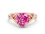 Rose gold Heart Cut Pink Sapphire Solitaire Twist Band Prong Setting Ring_72