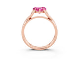 Rose gold Heart Cut Pink Sapphire Solitaire Twist Band Prong Setting Ring_75