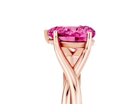 Rose gold Heart Cut Pink Sapphire Solitaire Twist Band Prong Setting Ring_77