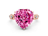 Rose gold Heart Cut Pink Sapphire Solitaire Twisted Band with Round  Accents and Prong Setting_12