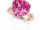 Rose gold Heart Cut Pink Sapphire Solitaire Twisted Band with Round  Accents and Prong Setting_13
