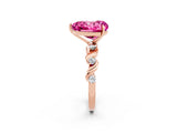 Rose gold Heart Cut Pink Sapphire Solitaire Twisted Band with Round  Accents and Prong Setting_14