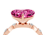 Rose gold Heart Cut Pink Sapphire Solitaire Twisted Band with Round  Accents and Prong Setting_16
