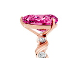 Rose gold Heart Cut Pink Sapphire Solitaire Twisted Band with Round  Accents and Prong Setting_17