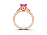 Rose gold Heart Cut Pink Sapphire Split Shank Engagement Ring with Pavé Band_27