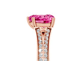 Rose gold Heart Cut Pink Sapphire Split Shank Engagement Ring with Pavé Band_29