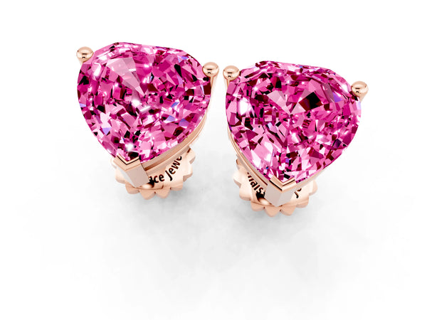 Rose gold Heart Cut Pink Sapphire Stud Earrings