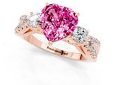 Rose gold Heart Cut Pink Sapphire Three-Stone Ring with Pavé Split Shank and Four-Prong Setting_43