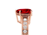 Rose gold Heart Cut Ruby Engagement Ring with Milgrain Channel Set Band and Prong Setting_5