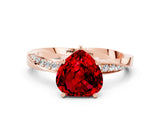Rose gold Heart Cut Ruby Engagement Ring with Side Stone Accents and Four-Prong Setting_60