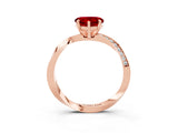 Rose gold Heart Cut Ruby Engagement Ring with Side Stone Accents and Four-Prong Setting_63