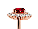 Rose gold Heart Cut Ruby Floral Double Halo Engagement Ring with Prong Setting_65