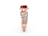 Rose gold Heart Cut Ruby Halo Ring with Round Split Shank and Prong Setting_50