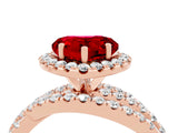 Rose gold Heart Cut Ruby Halo Ring with Round Split Shank and Prong Setting_52