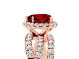 Rose gold Heart Cut Ruby Halo Ring with Round Split Shank and Prong Setting_53