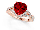 Rose gold Heart Cut Ruby  Halo Twist Band Solitaire Prong Setting Ring_37