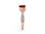 Rose gold Heart Cut Ruby  Halo Twist Band Solitaire Prong Setting Ring_38