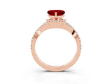 Rose gold Heart Cut Ruby  Halo Twist Band Solitaire Prong Setting Ring_39