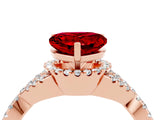 Rose gold Heart Cut Ruby  Halo Twist Band Solitaire Prong Setting Ring_40