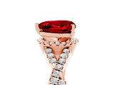 Rose gold Heart Cut Ruby  Halo Twist Band Solitaire Prong Setting Ring_41