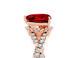 Rose gold Heart Cut Ruby Halo Twist Band Solitaire Prong Setting Ring_5
