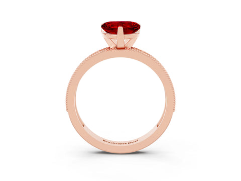 Rose gold Heart Cut Ruby Milgrain Pavé Engagement Ring with Four-Prong Setting_15