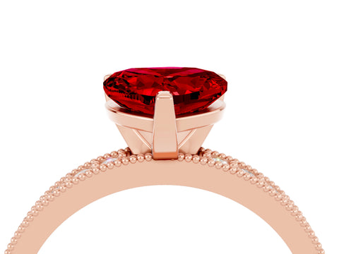 Rose gold Heart Cut Ruby Milgrain Pavé Engagement Ring with Four-Prong Setting_16